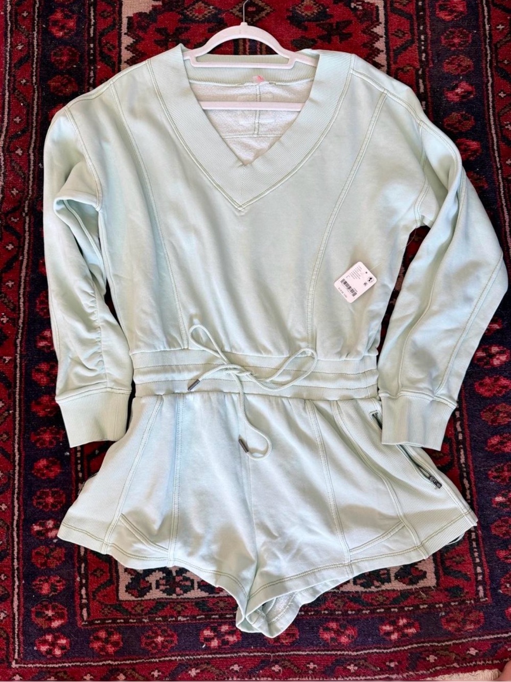 Free People Intercept Romper Mint Green V-Neck - Picture 2 of 4